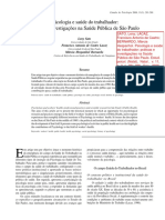 SATO, Leny Et Al. Psicologia e Saúde Do Trabalhador, Investigações Na Saúde Pública de São Paulo