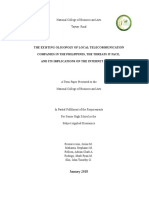 The Existing Oligopoly of Local Telecommunication Companies in The Philippines, The Threats It Face, and Its Implications On The Internet Service