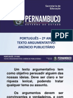 Texto Argumentativo Anúncio Publicitário.