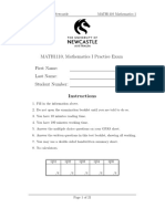 MATH1110, Mathematics I Practice Exam First Name: Last Name: Student Number: Instructions