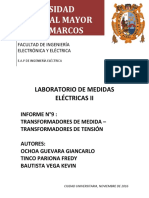 Informe N°9 Transformadores de Medida, Transformadores de Tensión