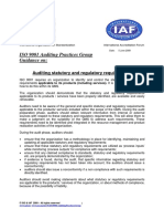 ISO 9001 Auditing Practices Group Guidance On:: Auditing Statutory and Regulatory Requirements