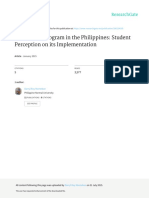 K12 Science Program in The Philippines: Student Perception On Its Implementation