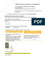 A Resistência Elétrica de Um Condutor e A Temperatura