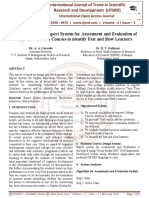 Application of An Expert System For Assessment and Evaluation of Higher Education Courses To Identify Fast and Slow Learners