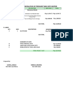 Cost and Estimate Pressure Tank