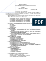 Sample Questions For Ph.D. Entrance Test (Journalism and Mass Communication) Paper-I Objective Type (MCQ) Time: 1 Hour Total Marks: 50