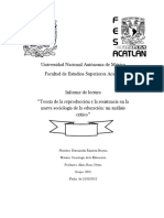 Reporte de Lectura: 'Teoría de La Reproducción y La Resistencia en La Nueva Sociología de La Educación: Un Análisis Crítico''