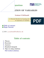 Ordinary Differential Equations Separation Variables