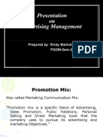 Presentation On Advertising Management: Prepared By: Rinky Malhotra PGDM-Sem-2nd