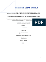 Gestión Administrativa y Su Relación Con La Productividad de Los Colaboradores, de La Empresa TOTTUS PERÚ S.a, Independencia, 2018