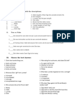I. Match The Names With The Descriptions.: Ella Enchanted Test Unit 9.6