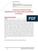 Impact of Financial Leverage On Firm Performance: The Case of Listed Oil Refineries in Pakistan