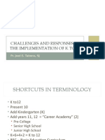 Challenges and Responses in The Implementation of K To 12: Fr. Joel E. Tabora, SJ