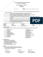 First Quarter Exam in Computer