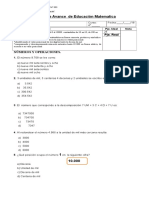 Prueba de Avance de Matematica Mayo