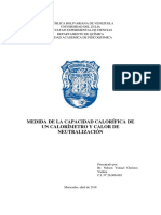 Calor de Neutralización y Capacidad Calorífica de Un Calorímetro