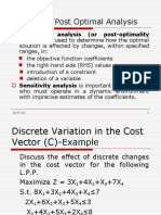 Sensitivity/Post Optimal Analysis