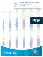 2018 Spelling Bee Study List