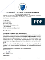 Admission Letter