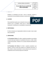 Plan de Evaluacion de Proveedores