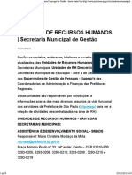 Unidades de Recursos Humanos - Secretaria Municipal de Gestão