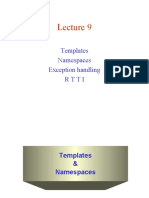 Templates Namespaces Exception Handling Rtti