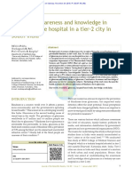 Glaucoma Awareness and Knowledge in A Tertiary Care Hospital in A Tier 2 City in South India