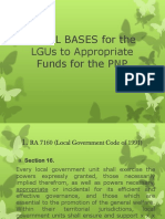 Legal Bases For The Lgus To Appropriate Funds For The PNP