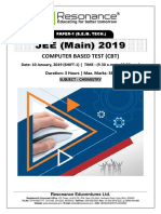 JEE Main 2019 Chemistry January Attempt Shift - 1 (10th January, 2019)