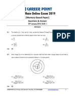 JEE Main 2019 Paper Answer Physics 10-01-2019 1st