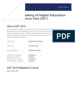 Manipal Academy of Higher Education Online Entrance Test (MET)