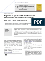 Preparation of Type 4A Zeolite From Iraqi Kaolin: Characterization and Properties Measurements