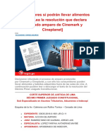 Consumidores Sí Podrán Llevar Alimentos A Cines (Lea La Resolución Que Declara Infundado Amparo de Cinemark y Cineplanet)