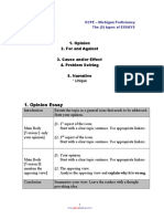 Opinion Essay: ECPE - Michigan Proficiency The (5) Types of ESSAYS