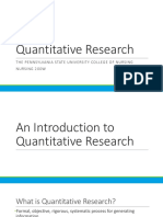 Quantitative Research: The Pennsylvania State University College of Nursing Nursing 200W