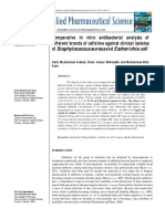 Comparative in Vitro Antibacterial Analysis of Different Brands of Cefixime Against Clinical Isolates of Staphylococcus Aureus and Escherichia Coli. Journal of Applied Pharmaceutical Science, 2(1), Pp. 109-13