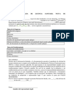 Declaracion Jurada de Licencia Sanitaria Nueva de Establecimiento Honduras 