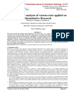 Comparative Analysis of Various Tests Applied On Quantitative Research