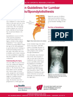 Rehabilitation Guidelines For Lumbar Spondylolysis/Spondylolisthesis