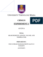 CHM131 Experiment 1