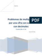 Cuadernillo Nº 5A Problemas Con Euros de Multiplicar Por Una Cifra Con Céntimos