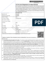 Notification Slip For Pre-Arrival Registration For Indian Nationals