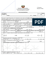 Teste de Matematica 12 Classe 1trimestre Variante A - Aluno 2019