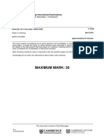 Maximum Mark: 30: Cambridge Secondary 1 Checkpoint