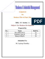 Assignment On Business Plan On Paper Bag: MBA - II Section - A