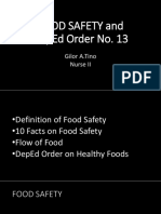 Food Safety and Deped Order No. 13: Gilor A.Tino Nurse Ii