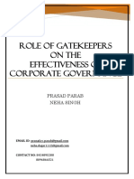 Role of Gatekeepers On The Effectiveness of Corporate Governance