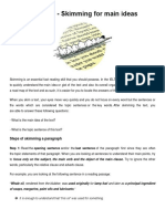 Lesson 2 - Skimming For Main Ideas: Steps of Skimming A Paragraph