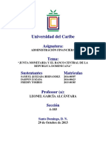 TRABAJO SOBRE LA Junta Monetaria y El Banco Central de La Republica Dominicana